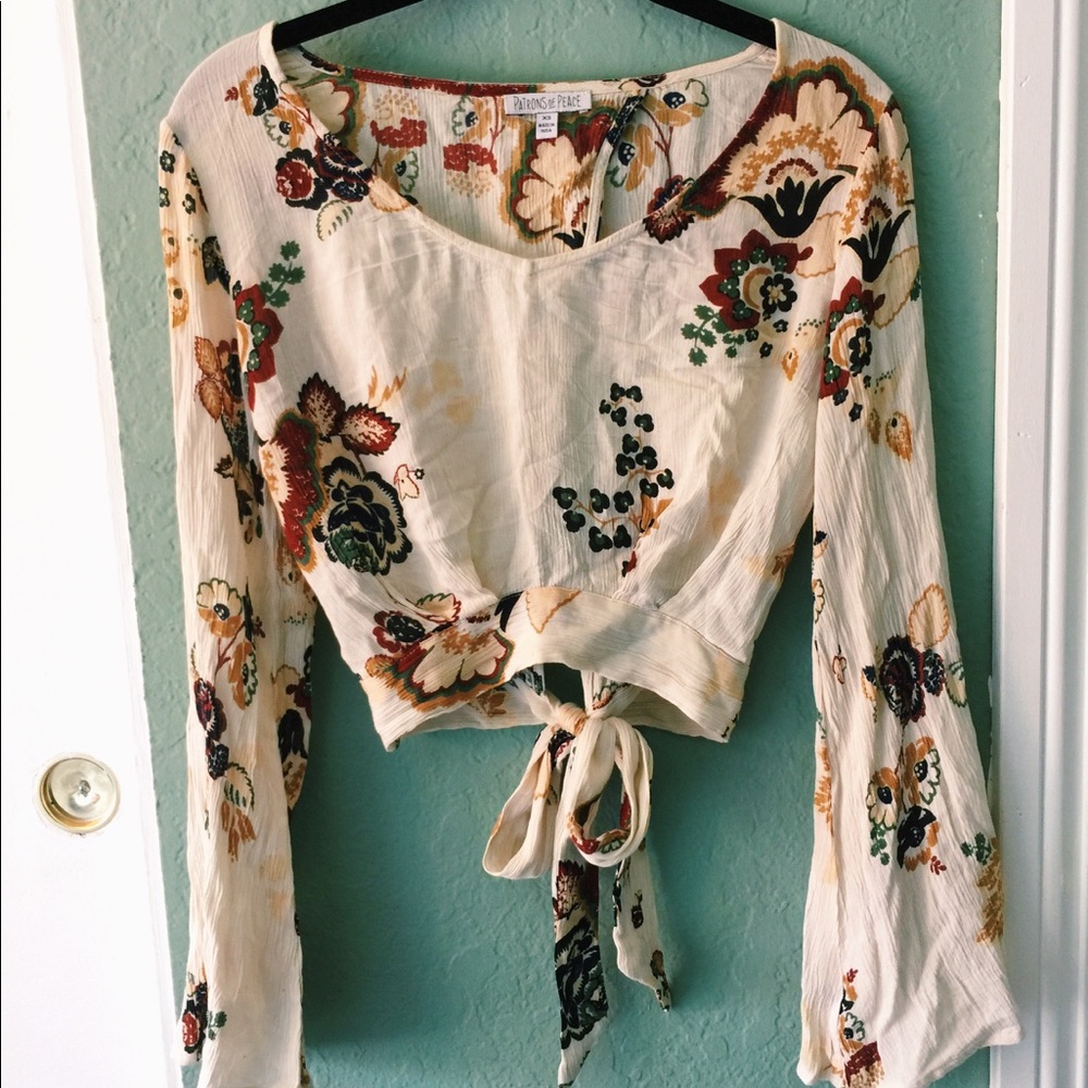Patrons of Peace floral crop top